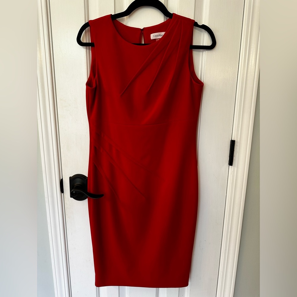 Calvin Klein Red Sleeveless Dress - Size 4